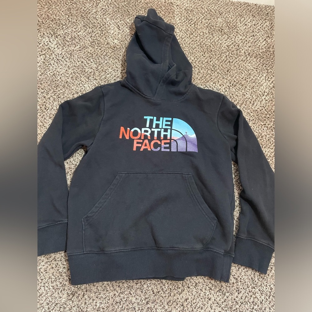 The North Face Black Kids Hoodie with Multicolor Logo
